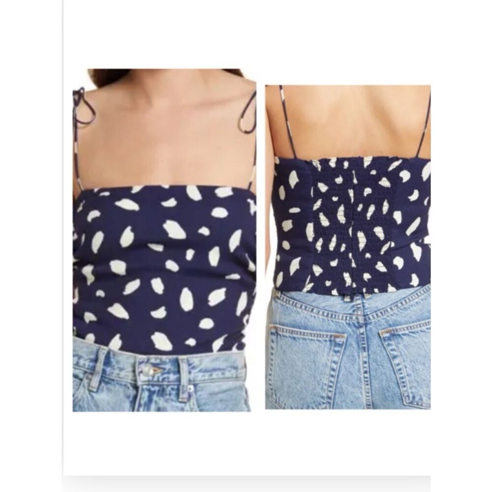 Reformation Lupe Tie Shoulder Top In Splatter Print NWT $98